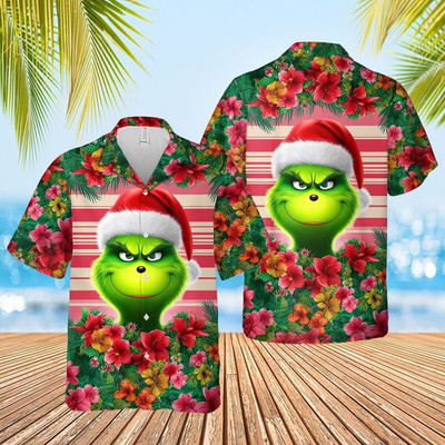 The Grinch Christmas Tropical Hawaiian Shirt 3D All Over Print Merry Xmas Gifts
