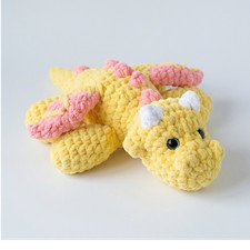 Handmade Crochet Yellow Dragon Plush Stuffed Animal Small 6-14 in