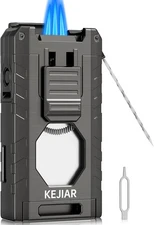 Cigar Lighter, Torch 3 Jet Flame Butane Built-in Gray 