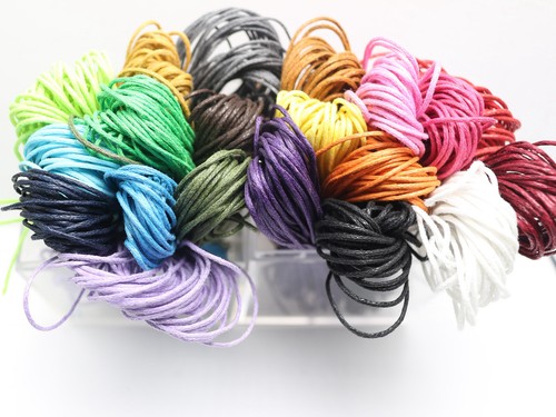 220 Yards Macrame Waxed Cotton Beading Cord Thread 1mm 20 Color with Silver bead - Picture 7 of 13