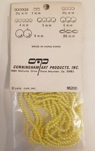 Lot of 19 VTG 3mm Tiny Yellow String Alongs Artificial Pearls Plastic Beads 60" - Picture 3 of 4