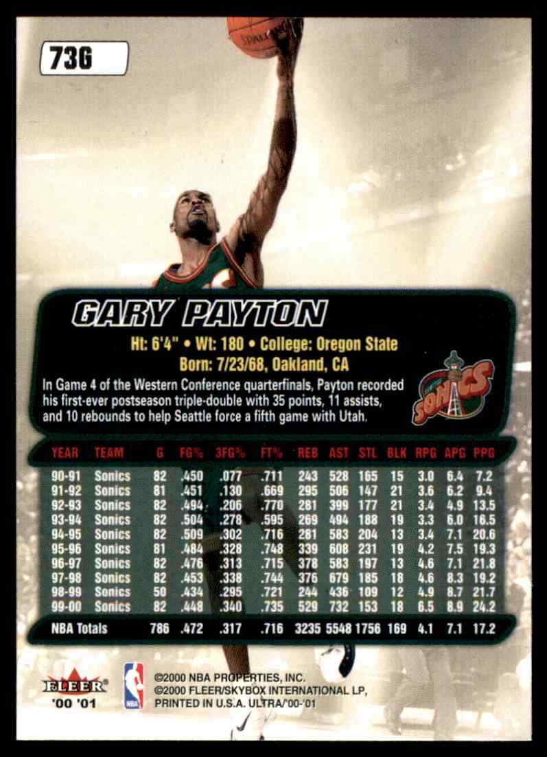 2000-01 Gold Medallion Edition 2000-01 Fleer Ultra Gary Payton Gold  #73G Sonics