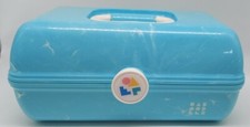 Vintage Caboodles Make Up Carrying Case Cosmetics Storage Teal Marbled Mirror SH