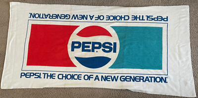 Vintage 1980s Pepsi A New Generation Beach Towel Super Rare