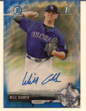 WILL GADDIS 2017 BOWMAN DRAFT CHROME 1ST AUTO BLUE WAVE REFRACTOR /150