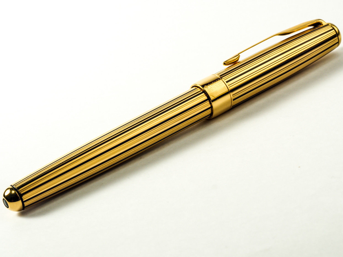 Parker Sonnet Rollerball Pen 23Kt Gold & Black Striped Athens New