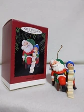 NIB 1995 Hallmark Keepsake Christmas Ornament DREAM ON Santa Boy Gift Wish List
