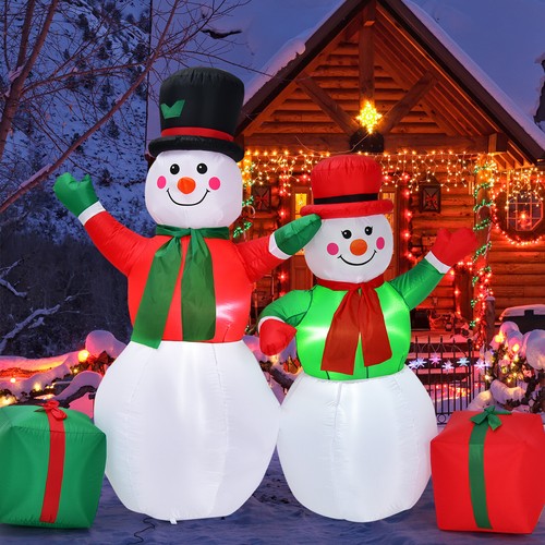 Muñecos de nieve inflables de Navidad Costway de 6 pies y 5 pies decoración navideña