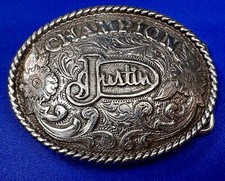 Justin Champion Belt Buckle Kids Rodeo Award Style Vintage Western Wear