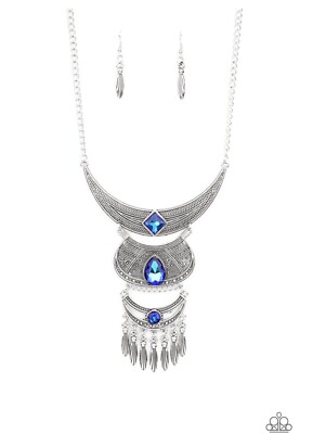 Paparazzi ~ Lunar Enchantment Iridescent Blue Necklace Covention Exclusive 2021