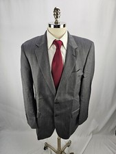 Jos. A. Bank Men's Gray Herringbone Wool Blazer Jacket 42L