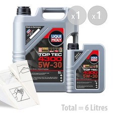 Car Engine Oil Service Kit / Pack 6 LITRES Liqui Moly Top Tec 4300 5w30 6L