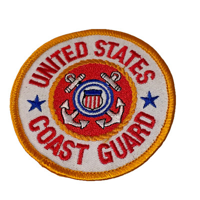 USCG Patch United States Coast Guard Orange on White Twill Maritime Security 3''