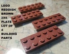 LEGO Reddish Brown Plate Set of 4 Building Parts 2x6  Flat Brick Build