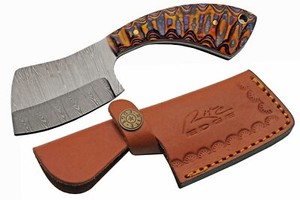 Damascus Small Cleaver Sunrise Fixed Blade Knife DM-1341