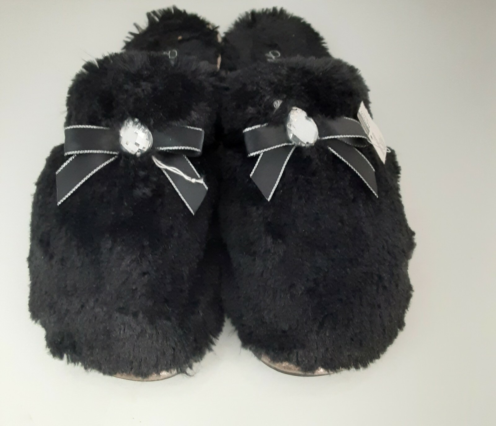 PANTOFOLA D’ORO Pantofole vintage Jaclyn Smith Furry taglia L nuove con etichetta "Gwen" Diva Glam