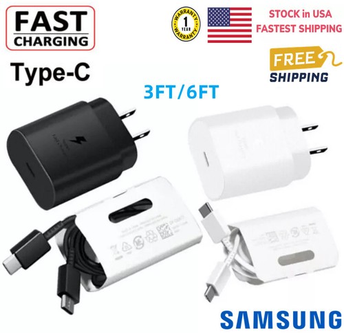 Genuine Samsung 25W Super Fast Charging Wall Charger&C to C Cable- Black/White