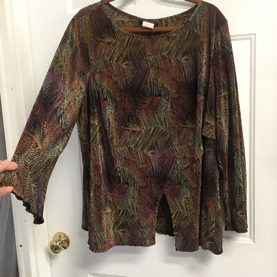 Connected Womens Multicolored dressy 3/4 Sleeves blouse Size 24W