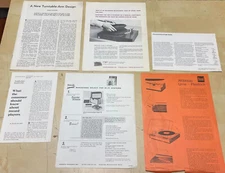 Vintage Audio Edgar Villchure Turntable Arm Acoustic Research Literature Bundle