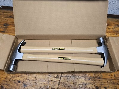 Pair STANLEY Professional 28oz Checkered Face Framing Hammer 51-825 USA NEW 