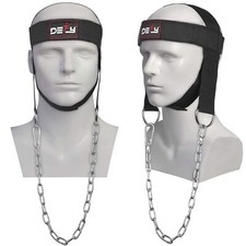 Neck Harness for Weight Training   Adjustable Straps  Metal Chain for Gym Use