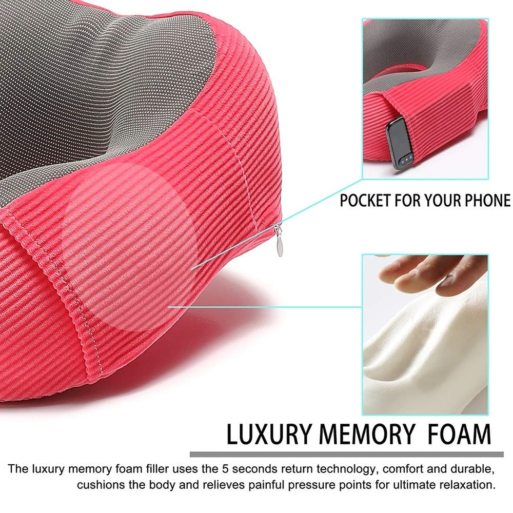 Travel Pillow, Memory Foam Neck Pillow with 360-Degree Head Support Comfortab...