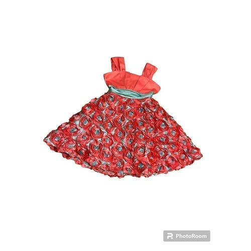 Rare Editions Coral and Sage Green sz 7 Flower Girl party Event Formal Pagent - Picture 2 of 12