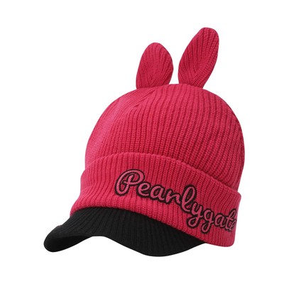 Genuine PEARLY GATES GOLF Womens Metallic Logo Embroidered Bunny Beanie Cap Hat 