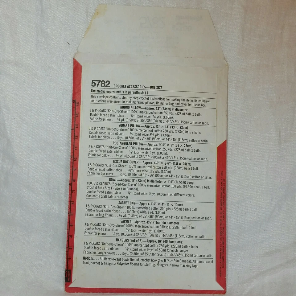 Simplicity CROCHET PATTERN 5782 Pillows Tissue Box Hangers Bowl Sachet Bag + - Image 4 of 4