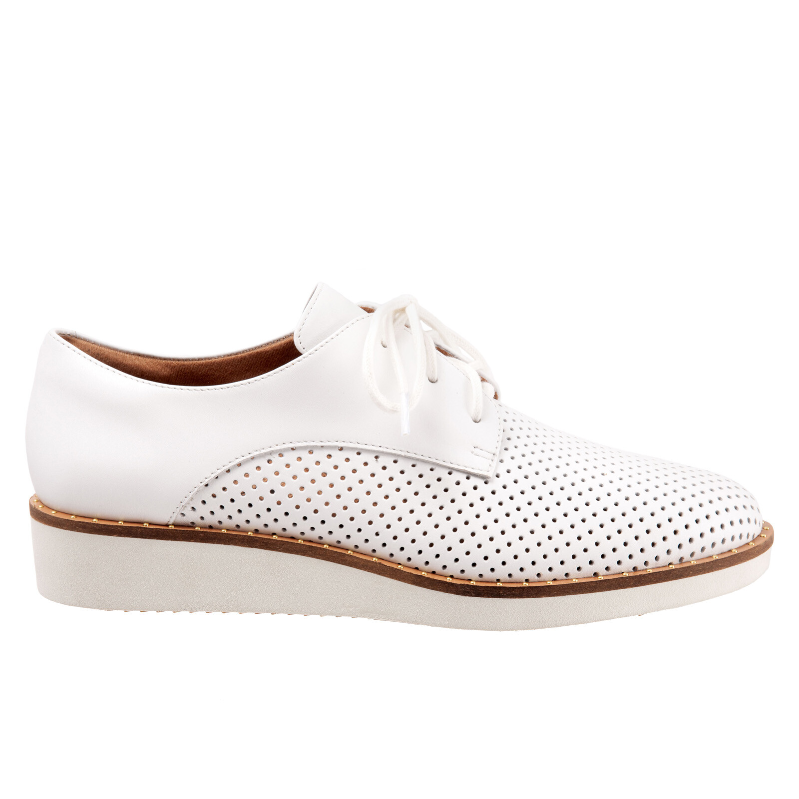 Женские белые узкие кожаные туфли-оксфорды на плоской подошве Softwalk Willis S1811-100