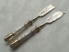 Rare Fantastique 2-tlg. Coutellerie de Fromage En Rococo Style En 800 Argent