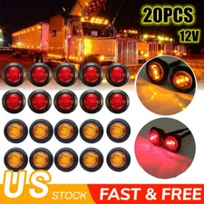20X Amber 3/4"Round LED Bullet Clearance Side Marker Lights For Truck Trailer RV