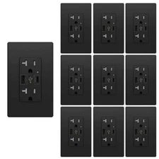 4.8A USB C Outlet 24W PD Power Delivery Decora Receptacle 15 Amp 125 Volt,10Pack