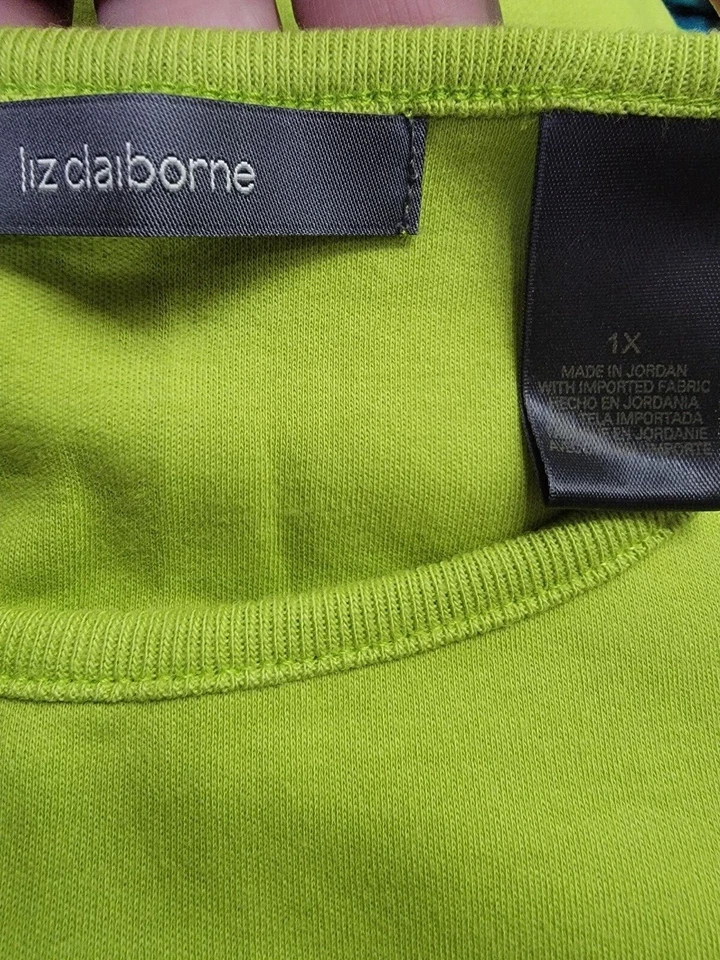 Liz Claiborne Womens Shirt Top Blouse Size 1X Green - Image 2 of 4