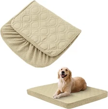 Dog Bed Covers Only - Waterproof Quilted, 53"Lx40"Wx6"D, beige 