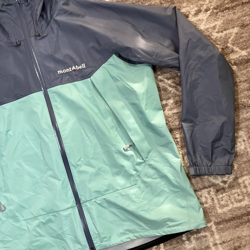 MontBell Thunder Pass Rain Jacket Storm Grey Ocean Wave Women Sz XL - Picture 2 of 13