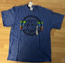 Large L Blue  Star Wars 1977  Logo T-Shirt Shirt Luke Han Solo Princess Leia