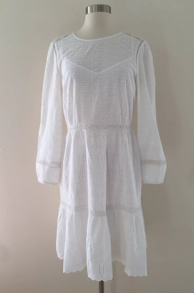 New Jcrew Tall eyelet flutter hem dress H5959 White Size 6T 6 Tall