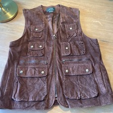 143 RALPH LAUREN Polo NWT VINTAGE BROWN SUEDE LEATHER VEST CLASSIC RL Cargo M
