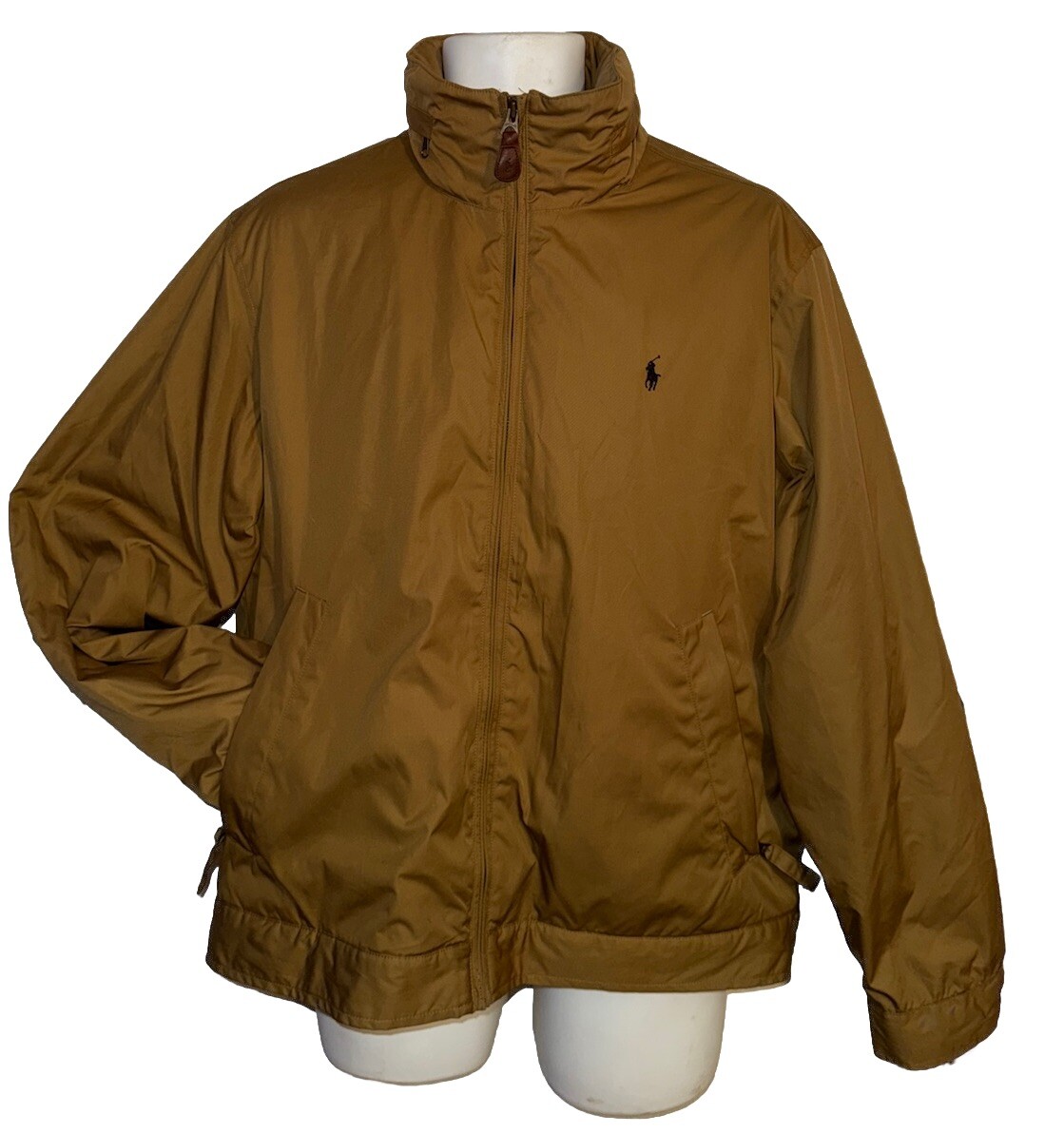 Giacca Polo Ralph Lauren vintage uomo media full zip marrone foderata in pile blu pony