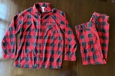 2 Pc Set Men  s Wondershop Red Black Buffalo Plaid Long Sleeve Pants Pajama Sz S