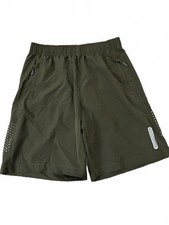Boys Dark Green Athletic Shorts with Zipper Pockets XL