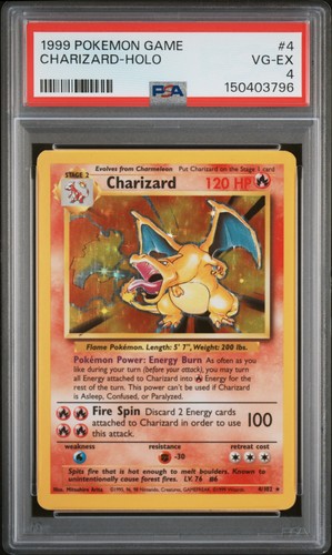 1999 POKEMON BASE SET UNLIMITED #4 CHARIZARD-HOLO PSA 4