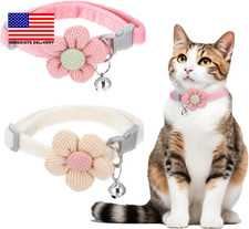 Floral Cat Collar, 2PCS Cute Breakaway Cat Collar with Bell, Floral Pet Collar w