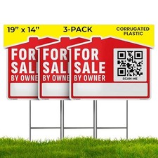 19 14 For Sale by Owner Sign 3-Pack  19 14 FSBO Sign - Writable Area 3-Pack 