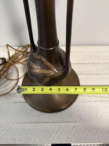 Antique Pittsburgh Olive Leaf Lamp Base For Slag Glass Reverse Painted RESTORED! - Picture 16 of 17