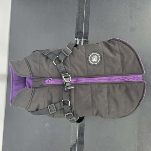 NorbiPet Dog Harness Jacket Large Black Purple Fleece Warm Adjustable Vest