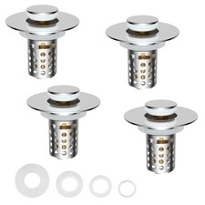 Universal Bathroom Sink Drain Strainer Hair Catcher 4PCS Upgraded with Chrome