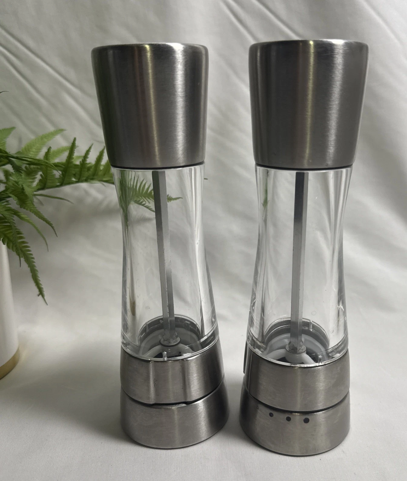 Cole & Mason Stainless Steel Acrylic Salt & Pepper Mill 7.5 Grinders Set of 2