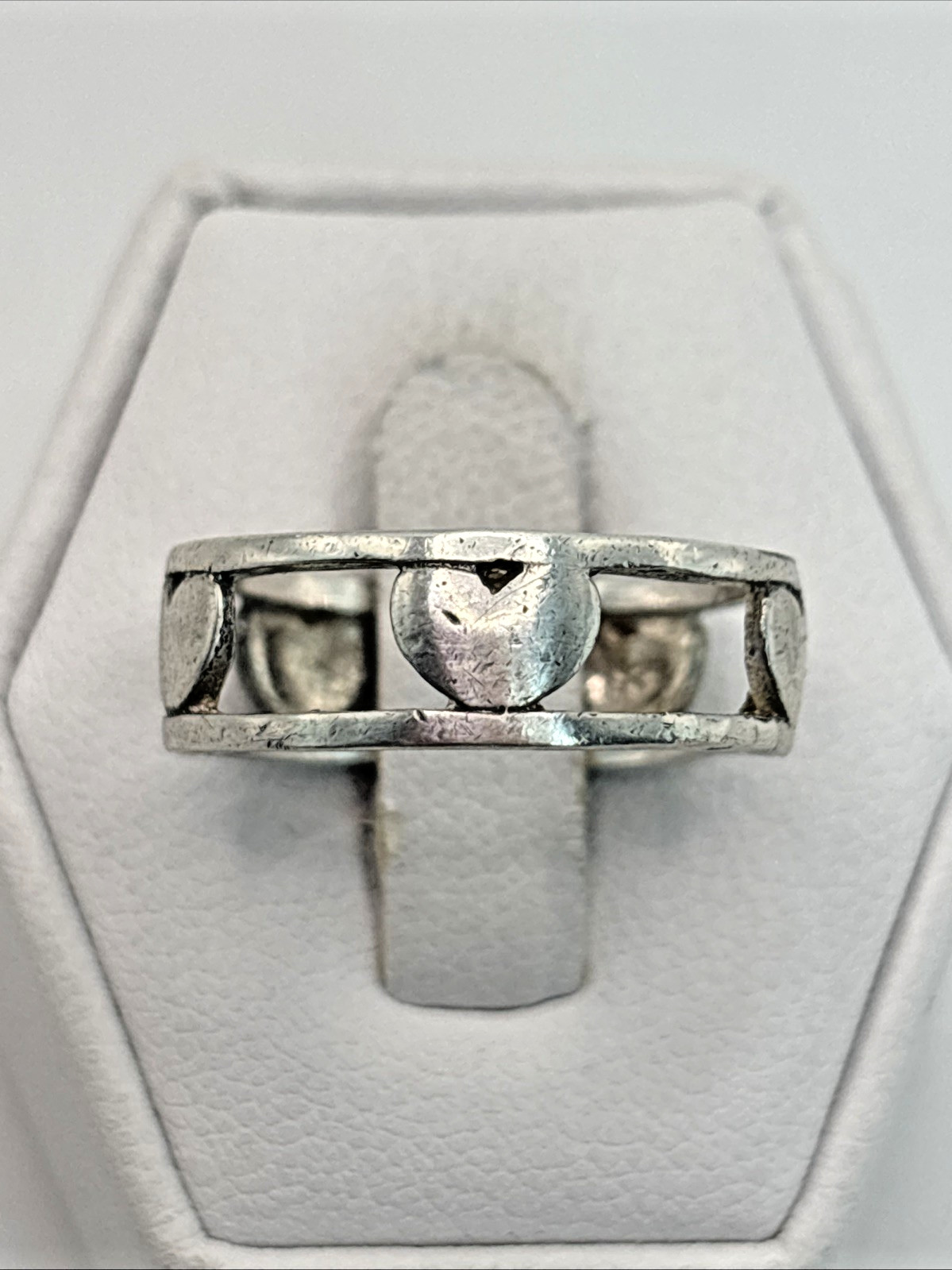 STUNNING .925 Vintage Sterling Silver Estate Heart Ring Size 7.5